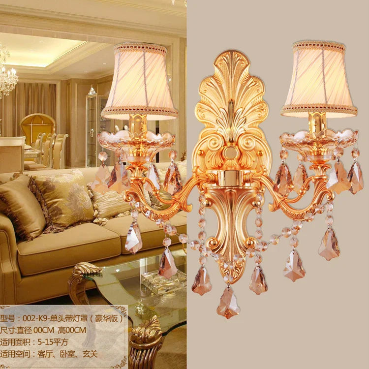 GobekUsa Gold Crystal Wall Light Indoor Lamp - Elegant Alloy Crystal Candle Design by Decorbites